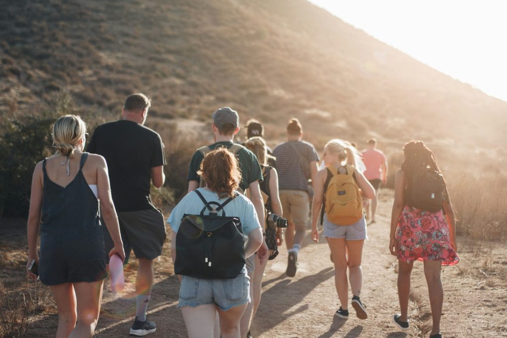 A large group going on a summer trip.